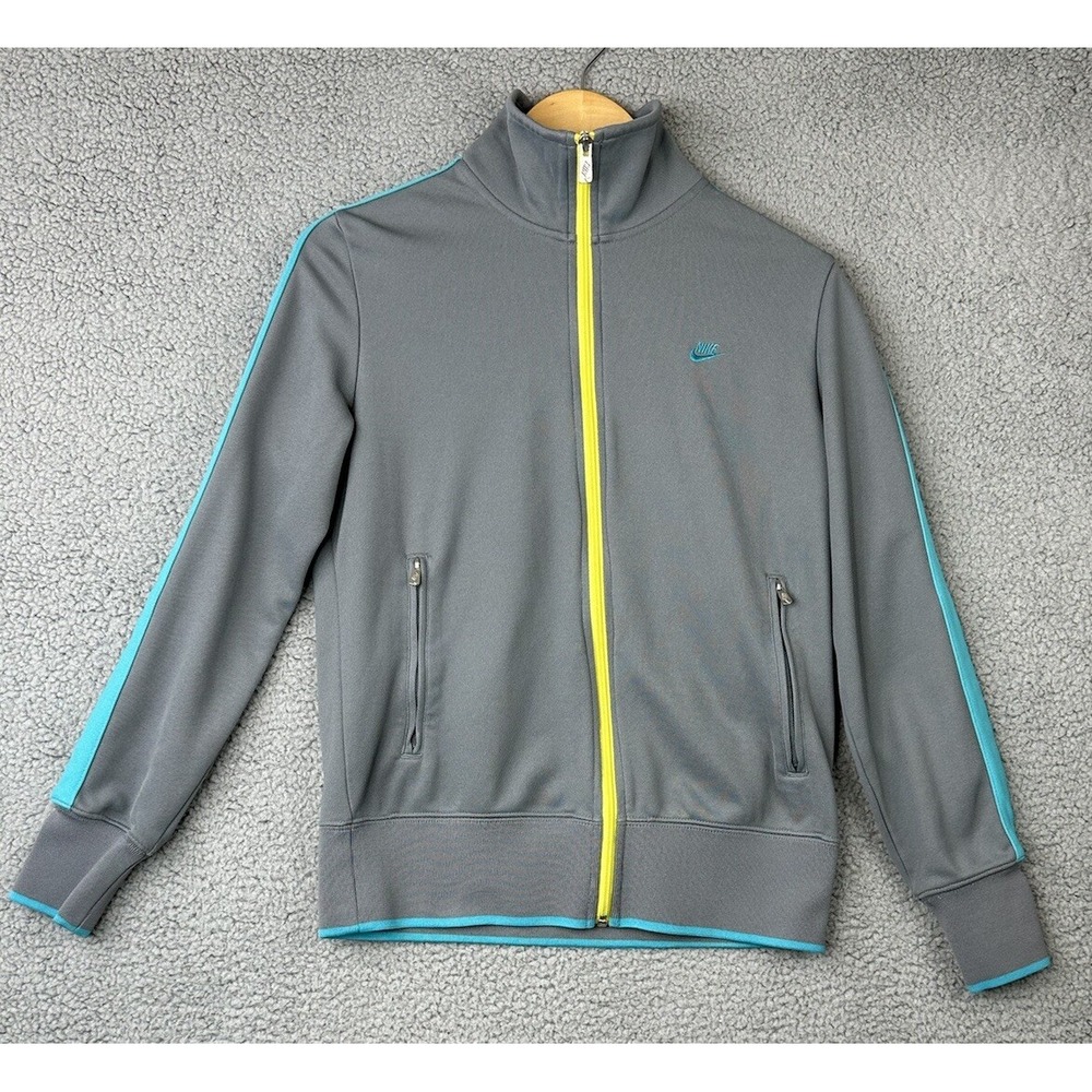 Nike Sportswear Womens N98 Track Jacket Large Gray Teal Yellow Full Zip